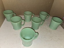 7 Vintage 40s/50s/60s Fire-King Jadeite Green D-Handle Coffee Cups Mug,Excellent picture