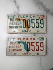 Vintage 1989, 1992 Connecticut Pearl Harbor Survivor License Plate picture