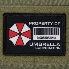 Umbrella Corporation Patch Bar Code Resident Evil USA Made Hook & Loop 3x2 picture