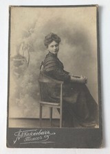 Antique 1909 Real Photo Postcard Young Woman On Chair 6.5 X 4 Inches picture