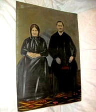 1800s Americana Mourning Tintype Portrait Paint Enhanced Husband and Wife RARE picture