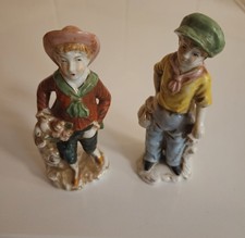 Vintage Japan Porcelain Figurine Pair Boy & Girl Hand Painted 1940s-50s Marked picture