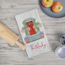 Preppy Monogram Tea Towel, July 4th Chinoiserie Collection 4th of July Gift picture