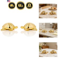 2-Pack Ceramic Sea Turtle Statues, Gold picture