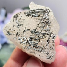 Silver Sagenite Rutile in Quartz 31g, Brazilian Geometric Rutilated Quartz picture