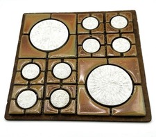 Vintage Mid‑Century Modern Ceramic Tile Hot Plate – Retro Geometric Design picture