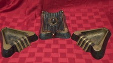Vintage Dayagi Israel Brass Smoking Set Scarab Box 2 Ashtrays MCM picture
