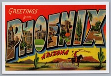 Greetings From Phoenix Arizona Large Letter Reproduction 4x6 Postcard picture