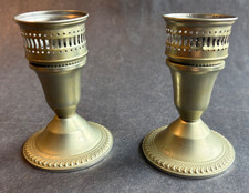 Vintage Pair  Shrewbury Holloware Candle Sticks Holders  Filigree Top picture