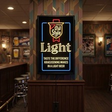 Vintage Heileman Old Style Light Beer Sign Kraeusening Lighted Bar picture