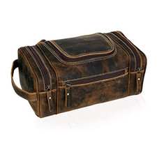 Leather Toiletry Bag for Men Extra Large Leather Men's Toiletry Bag for Travelin picture