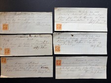 1866-1870 William J Mead 6 Signed Vermont Bank Checks Addison VT Revenue Stamps picture