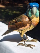 Vtg Mexican Mixed Metal Parrot Figurine 6.0