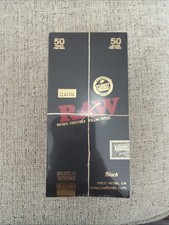 Full Box 50 Packs RAW BLACK double pressed CLASSIC SINGLE WIDE ROLLING PAPERS picture