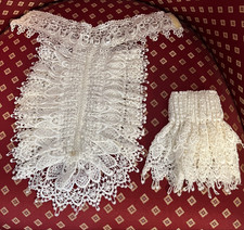 Vintage Victorian Handmade American Needlelace Collar Jabot w Cuff picture