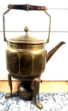 Antique WMF Brass Tea Kettle Warmer Set Art Nouveau Jugendstil c.1900 Germany picture