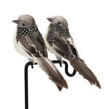 LWINGFLYER 2pcs Gray Artificial Feathered Birds 6inch Clip Medium, picture