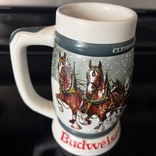 BUDWEISER 50TH ANNIVERSARY STEIN/MUG 1933-1984 HOLIDAY SERIES 6 1/2 INCHES TALL picture
