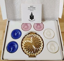 Vintage Partylite Travel Tealight Candle Holder P9557 Gold Tone Set w/ picture