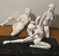 Vintage A. Santini Nude Sculptures Set of 3 Mid Century Modern Italian Alabaster picture