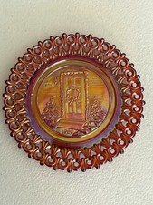 Mosser Glass 1983 Carnival Christmas Door Plate 5.5” Vintage Glows picture