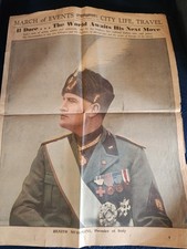 1935 Detroit Times Benito Mussolini Full Color Newspaper Aticle picture