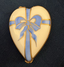 Beautiful Heart Shaped Blue Ribbon Chamart Limoges Box Hand Painted France picture