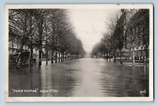 1910 RPPC Great Flood Paris, Avenue d'Antin Street Scene Photo Postcard -1343 picture