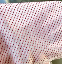 NOS Vintage Red Swiss Dot Flocked Semi-Transparent Organza Fabric 3 Yards picture