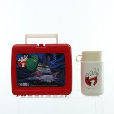 Vintage 1989 Ghostbusters II Red Plastic Lunchbox WITH THERMOS picture