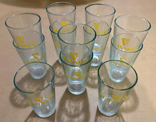 VINTAGE Guinness Breweriana Pint Glass Set Lot of 12 Clear Gold Harp Logo picture