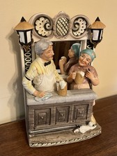 Hand-Painted Porcelain Sculpture “Bar-Tending Couple….Break Time”.  11” EXCLT picture