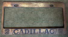 VINTAGE SOLID BRASS CADILLAC LICENSE PLATE FRAME HOLDER SURROUND RARE Florida picture