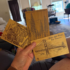 Wood Postcard Lot of 3 San Francisco CA Golden Gate Bridge & Redwoods picture
