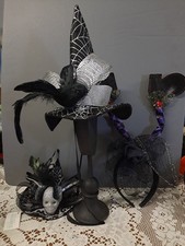 Lot3 Halloween Witch Hat With Bird Skull Barrette Witch Legs Headband Fascinator picture