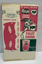 1968 Batman Collectible All Star Fruit Drink Flat Unused with cutout Batman Mask picture
