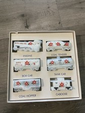 Vintage Numbered 6 Of 125 Boyd’s Special 6 Piece Christmas Train Set Milk Glass picture