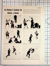 1950s Ice Hockey Magazine Page Ron Murphy Bernie Geoffrion Fight Article B&W picture
