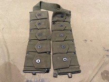 ORIGINAL WWII US MARINE USMC M1 GARAND RIFLE 10 POCKET AMMO BELT-OD#7,USMC MARKD picture