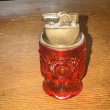 Vintage Moon And Stars Amberina Glow Glass Table Lighter Rare Untested picture