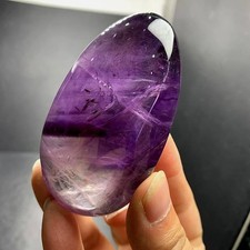 154g Natural Amethyst Quartz Carved Palm Crystal Reiki Healing picture