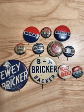Vintage 1944 Dewey Bricker Political Campaign Button Pin Lot B-A-Bricker Backer picture