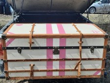 Rare Victorias Secret Oversized Trunk Store Display Leather Belted Storage 48
