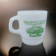 Bonanza Steak House Freshtastiks Food Bar Milk glass Mothers Day Mug   picture