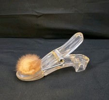 Vintage Clear Acrylic Shoe Slipper Desk Letter Memo Holder Novelty Pompom picture