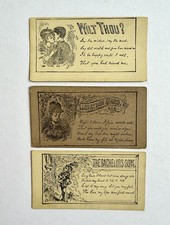 Lot Of 3 Antique Victorian Acquaintance Escort Cards, Love Courting Flirtation picture