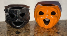Dollhouse Miniature mini Halloween paper mache style Cat & Jack O lantern Set picture