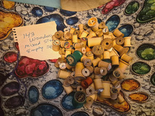 Lot of 143 Vintage Empty Wooden Thread Spools Coats Clark Talon , Corticelli et picture