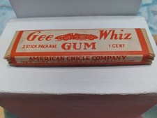 Vtg 1928 American Chicle Chewing Gum Wrapper Full 3 Stick Pack Gee Whiz picture