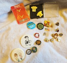 Assorted Vintage Collectible Pinback & Lapel Pins Mixed Lot, Various Designs 24 picture